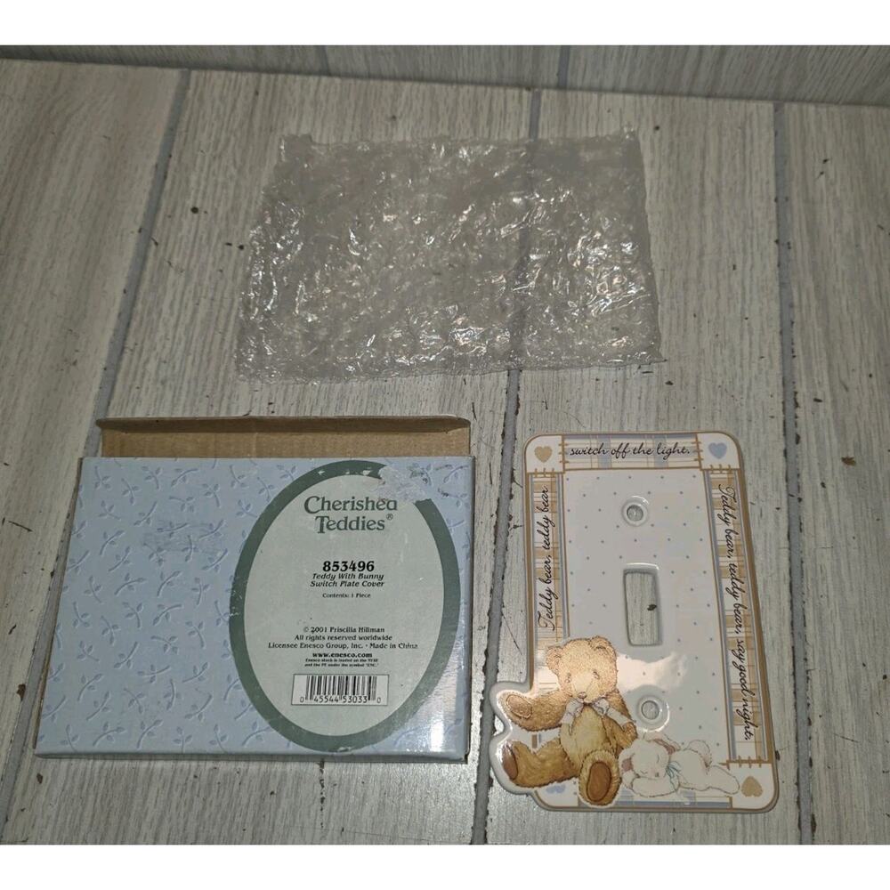 VINTAGE 2001 Cherished Teddies Light Switch Plate Cover Baby Nursery Teddy Bear